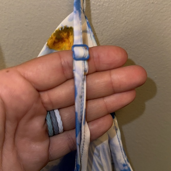 Urban Outfitters Cowl Neck Slip Dress Blue Sunflowers Size Large - Picture 5 of 6